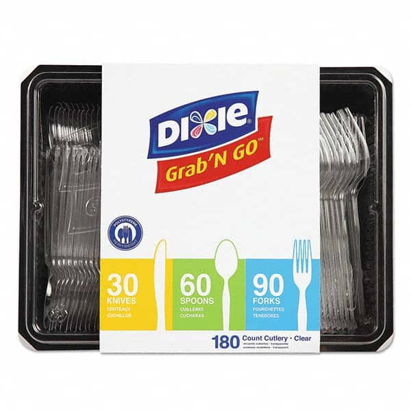 Dixie - Combo Pack, Tray w/Plastic Utensils, 90 Forks, 30 Knives, 60 Spoons - Exact Tooling