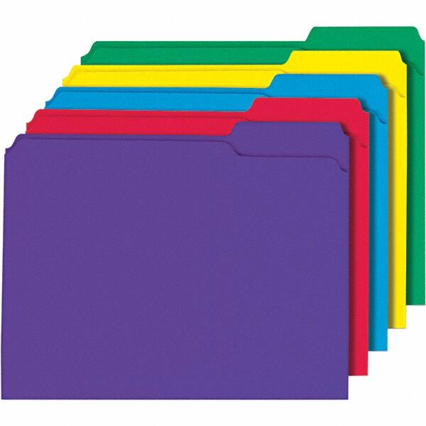 Universal One - 9-5/8 x 11-3/4", Letter Size, Assorted Colors, File Folders with Top Tab - 11 Point Stock, 1/3 Tab Cut Location - Exact Tooling