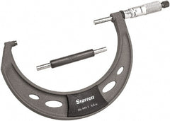 Starrett - 4 to 5" Range, 0.0001" Graduation, Mechanical Outside Micrometer - Ratchet Thimble, 2-3/4" Throat Depth, Accurate to 0.0001" - Exact Tooling