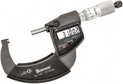 Starrett - 25 to 50mm Range, 0.001mm Graduation, Mechanical Outside Micrometer - Ratchet Thimble, 30mm Throat Depth, Accurate to 0.001mm - Exact Tooling