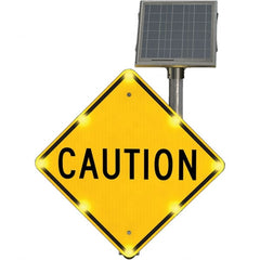TAPCO - "Caution", 30" Wide x 30" High, Aluminum Traffic Control Signs - Fluorescent Yellow, Black, Diamond Grade Reflectivity, Diamond, Post Mount - Exact Tooling