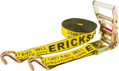 Erickson Manufacturing - 30' Long x 2" Wide, 10,000 Lb Basket Capacity, Polyester & Steel Web Sling - Yellow - Exact Tooling