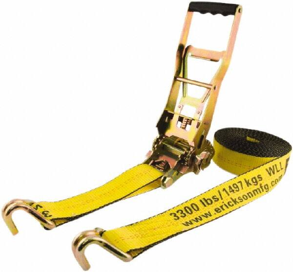 Erickson Manufacturing - 30' Long x 2" Wide, 10,000 Lb Basket Capacity, Polyester & Steel Web Sling - Yellow - Exact Tooling