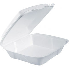 DART - 9-3/8 x 9-3/8 x 3" Foam Hinged Lid Containers - White - Exact Tooling