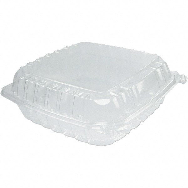 DART - 9 x 9-1/2 x 3" Plastic Hinged Container - Clear - Exact Tooling