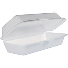 DART - 7-1/10 x 3-4/5 x 2-3/10" Foam Hot Dog Container with Hinged Lid - White - Exact Tooling