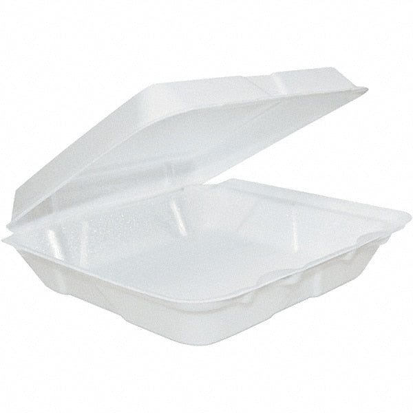 DART - 8 x 8 x 2-1/4" Foam Hinged Lid Containers - White - Exact Tooling