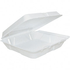 DART - 8 x 8 x 2-1/4" Foam Hinged Lid Containers - White - Exact Tooling