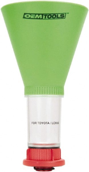 OEM Tools - 16 oz Capacity Plastic Funnel - 5" Mouth OD, 3-3/4" Straight Spout, Green, Clear & Red - Exact Tooling