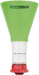 OEM Tools - 16 oz Capacity Plastic Funnel - 5" Mouth OD, 3-3/4" Straight Spout, Green, Clear & Red - Exact Tooling