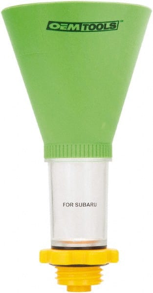 OEM Tools - 16 oz Capacity Plastic Funnel - 5" Mouth OD, 3-3/4" Straight Spout, Green, Clear & Yellow - Exact Tooling