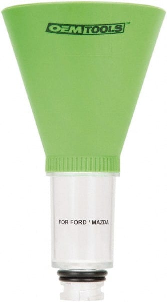 OEM Tools - 16 oz Capacity Plastic Funnel - 5" Mouth OD, 3-3/4" Straight Spout, Green & Clear - Exact Tooling