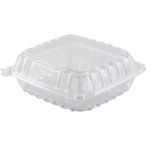 DART - 8-19/64 x 8-19/64 x 3" Hinged-Lid Plastic Containers - Clear - Exact Tooling