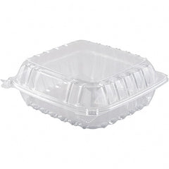 DART - 8-19/64 x 8-19/64 x 3" Hinged-Lid Plastic Containers - Clear - Exact Tooling