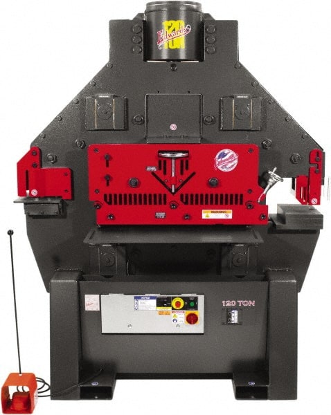 Edwards Manufacturing - 11" Throat Depth, 120 Ton Punch Pressure, 1-1/2" in 1" Punch Capacity Ironworker - 10 hp, 3 Phase, 460 Volts, 60" Wide x 84" High x 60" Deep - Exact Tooling