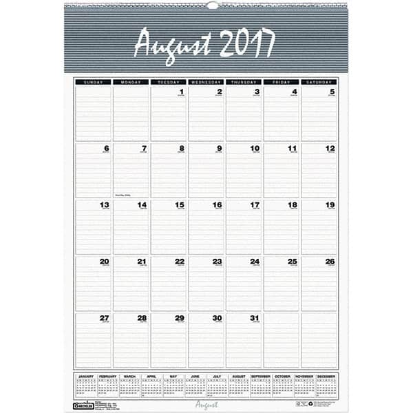 House of Doolittle - 12 Sheet, 15-1/2 x 22", Wall Calendar - Blue & Gray - Exact Tooling