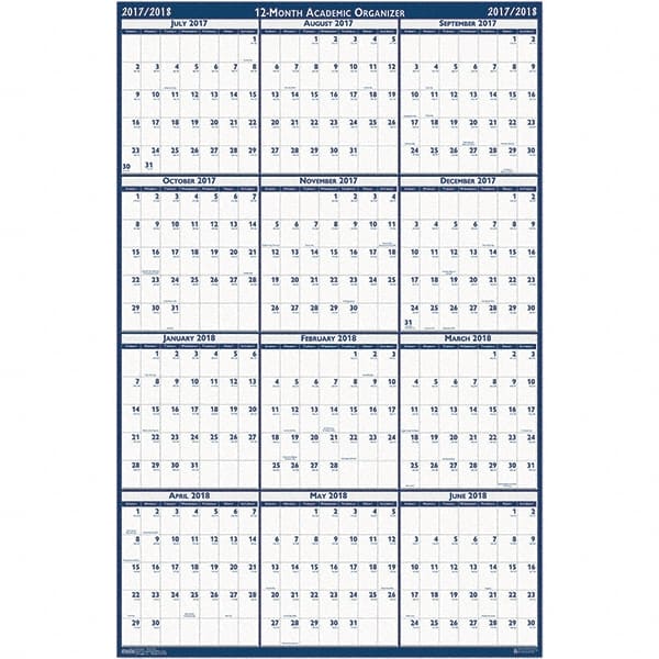 House of Doolittle - 1 Sheet, 24 x 37", Erasable Wall Calendar - Blue & Gray - Exact Tooling