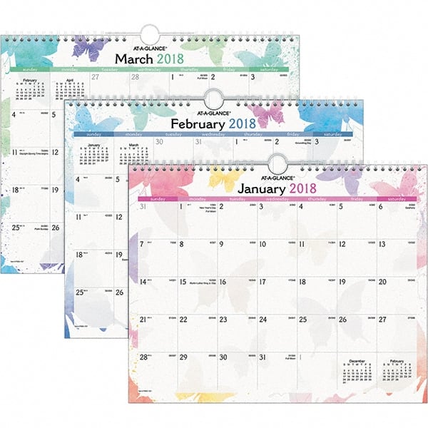 AT-A-GLANCE - 12 Sheet, 15 x 12", Wall Calendar - Watercolors - Exact Tooling