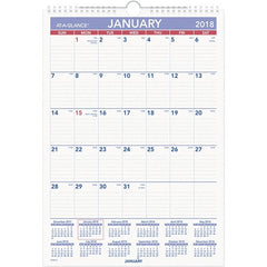 AT-A-GLANCE - 12 Sheet, 12 x 17", Erasable Wall Calendar - White - Exact Tooling