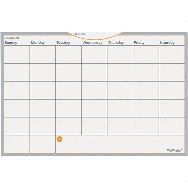 AT-A-GLANCE - 12 Sheet, 18 x 12", Erasable Wall Calendar - Gray, White & Orange - Exact Tooling