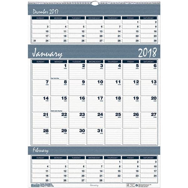 House of Doolittle - 12 Sheet, 12 x 17", Wall Calendar - Blue & Gray - Exact Tooling
