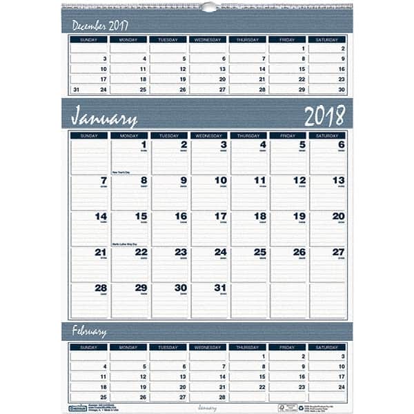 House of Doolittle - 12 Sheet, 15-1/2 x 22", Wall Calendar - Blue & Gray - Exact Tooling