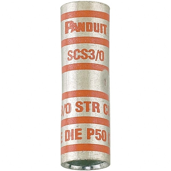 Panduit - 3/0 AWG Compatible, Noninsulated, Crimp-On Butt Splice Terminal - Red - Exact Tooling