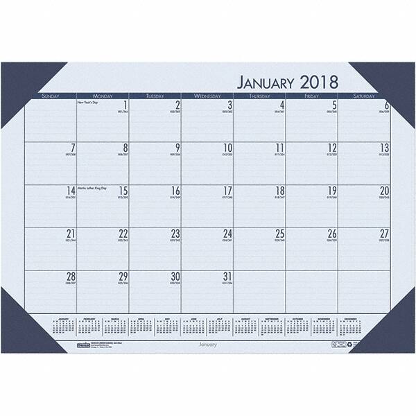 House of Doolittle - 12 Sheet, 22 x 17", Desk Pad Calendar - Ocean Blue - Exact Tooling