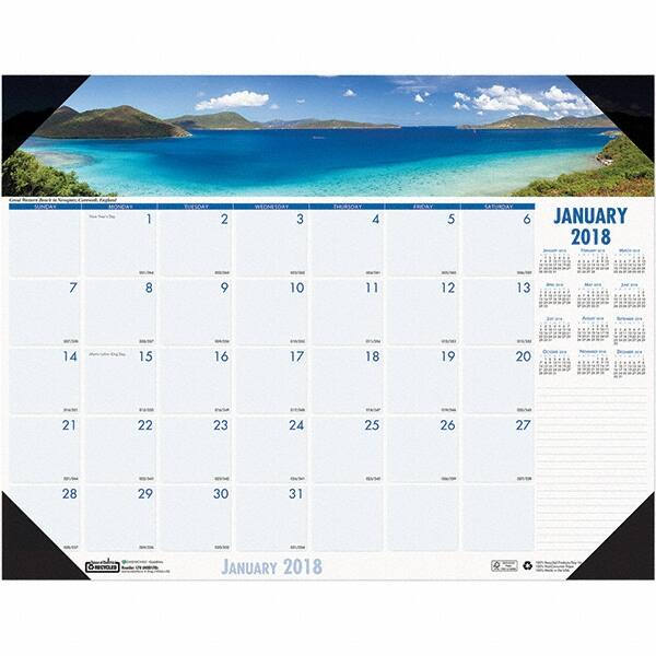 House of Doolittle - 12 Sheet, 22 x 17", Desk Pad Calendar - Coastlines - Exact Tooling