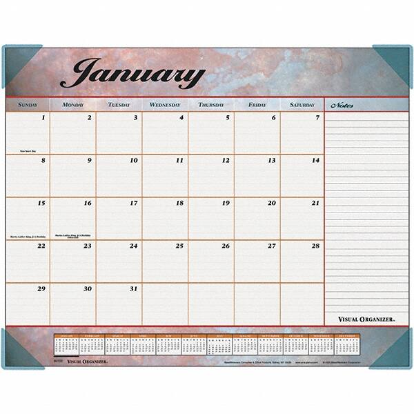 AT-A-GLANCE - 12 Sheet, 22 x 17", Desk Pad Calendar - Marble Burgundy - Exact Tooling