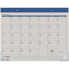 AT-A-GLANCE - 12 Sheet, 22 x 17", Desk Pad Calendar - Blue - Exact Tooling