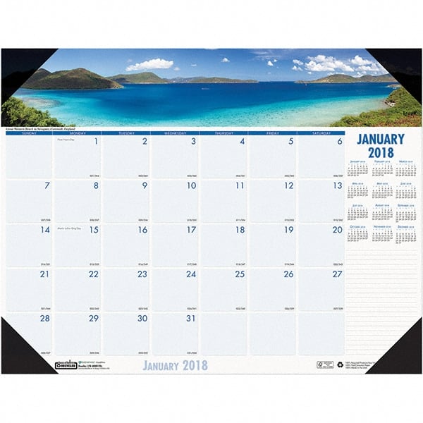 House of Doolittle - 12 Sheet, 18-1/2 x 13", Desk Pad Calendar - Coastlines - Exact Tooling