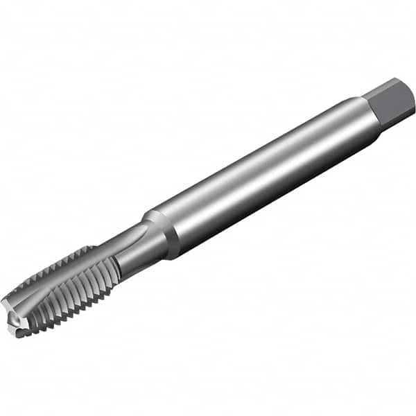 Sandvik Coromant - 4 Flute, AlCrN Finish, Powdered Metal High Speed Steel Spiral Point Tap - Plug Chamfer, 25mm Thread Length, 12mm Shank Diam, 6HX Class of Fit - Exact Tooling