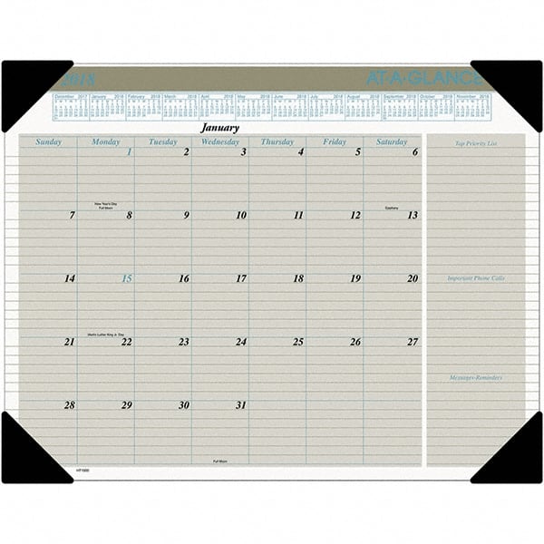 AT-A-GLANCE - 12 Sheet, 22 x 17", Desk Pad Calendar - Buff - Exact Tooling