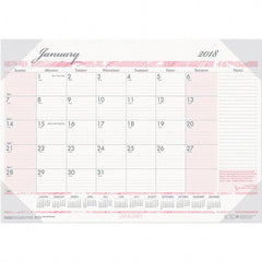 House of Doolittle - 12 Sheet, 22 x 17", Desk Pad Calendar - Pink & Gray - Exact Tooling