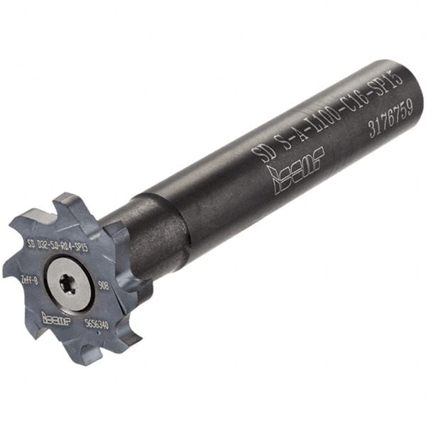 Iscar - T-Slot 5/8" Stepped Shank Milling Tip Insert Holder & Shank - 7" Projection, 0.591" Neck Diam, M5x0.50 Neck Thread, 7.192" OAL, Carbide SD S-A Tool Holder - Exact Tooling