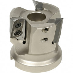 Iscar - 6 Inserts, 3" Cut Diam, 0.709" Arbor Diam, 0.709" Max Depth of Cut, Indexable Square-Shoulder Face Mill - 0/90° Lead Angle, 2" High, HP AD.. 1906 Insert Compatibility, Series Heliplus - Exact Tooling