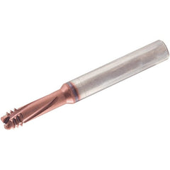 Iscar - M10-M15, 0.3071" Cutting Diam, 4 Flute, Solid Carbide Helical Flute Thread Mill - Internal Thread, 64mm OAL, 8mm Shank Diam - Exact Tooling