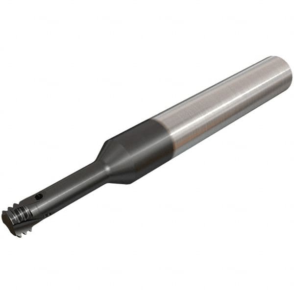 Iscar - UNJ, 5.1mm Cutting Diam, 3 Flute, Solid Carbide Helical Flute Thread Mill - Internal Thread, 16mm LOC, 64mm OAL, 8mm Shank Diam - Exact Tooling