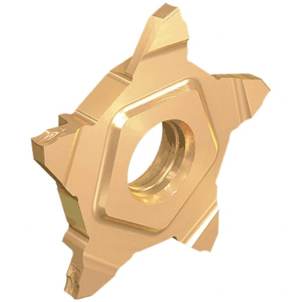 Iscar - 24N39PENTA Grade IC908, 0.2mm Cutting Width Carbide Grooving Insert - 0.24mm Corner Radius, TiAlN Finish - Exact Tooling