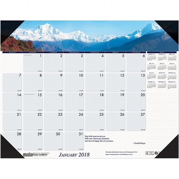 House of Doolittle - 12 Sheet, 22 x 17", Desk Pad Calendar - Mountains - Exact Tooling