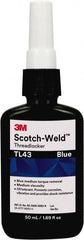 3M - 50 mL, Blue, Medium Strength Liquid Threadlocker - Series TL43, 24 hr Full Cure Time - Exact Tooling