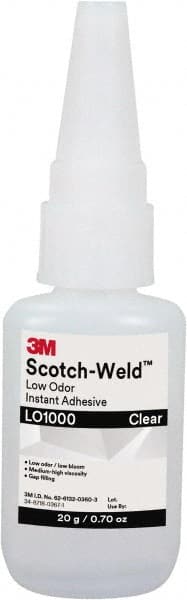 3M - 0.71 oz Bottle Clear Instant Adhesive - Series Part Number LO1000, 20 to 70 sec Working Time, 24 hr Full Cure Time - Exact Tooling