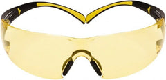 3M - Amber Lenses, Frameless Safety Glasses - Anti-Fog, Yellow, Black Frame, Size Universal, Wrap Around - Exact Tooling