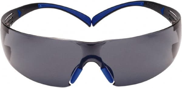 3M - Gray Lenses, Frameless Safety Glasses - Anti-Fog, Blue/Gray Frame, Size Universal, Wrap Around - Exact Tooling
