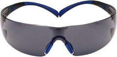 3M - Gray Lenses, Frameless Safety Glasses - Anti-Fog, Blue/Gray Frame, Size Universal, Wrap Around - Exact Tooling