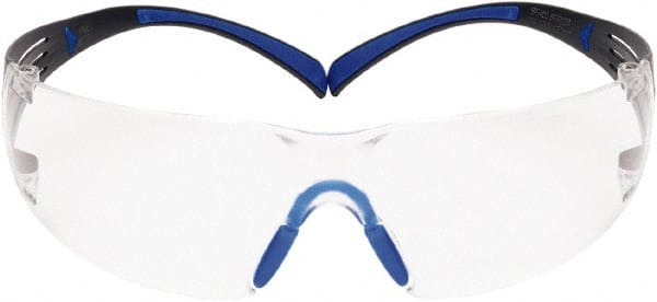 3M - Clear Lenses, Frameless Safety Glasses - Anti-Fog, Blue/Gray Frame, Size Universal, Wrap Around - Exact Tooling