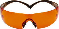 3M - Orange Lenses, Frameless Safety Glasses - Anti-Fog, Brown, Black Frame, Size Universal, Wrap Around - Exact Tooling