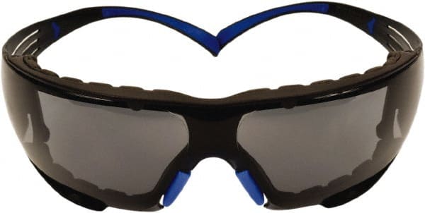 3M - Gray Lenses, Frameless Safety Glasses - Anti-Fog, Blue/Gray Frame, Size Universal, Wrap Around - Exact Tooling