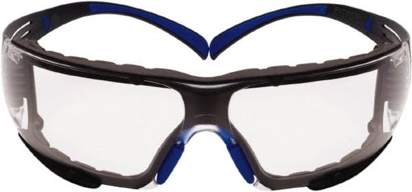 3M - Clear Lenses, Frameless Safety Glasses - Anti-Fog, Blue/Gray Frame, Size Universal, Wrap Around - Exact Tooling